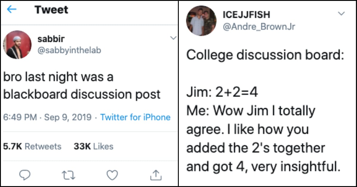 14 Funny And Relatable Tweets About School Discussion Boards