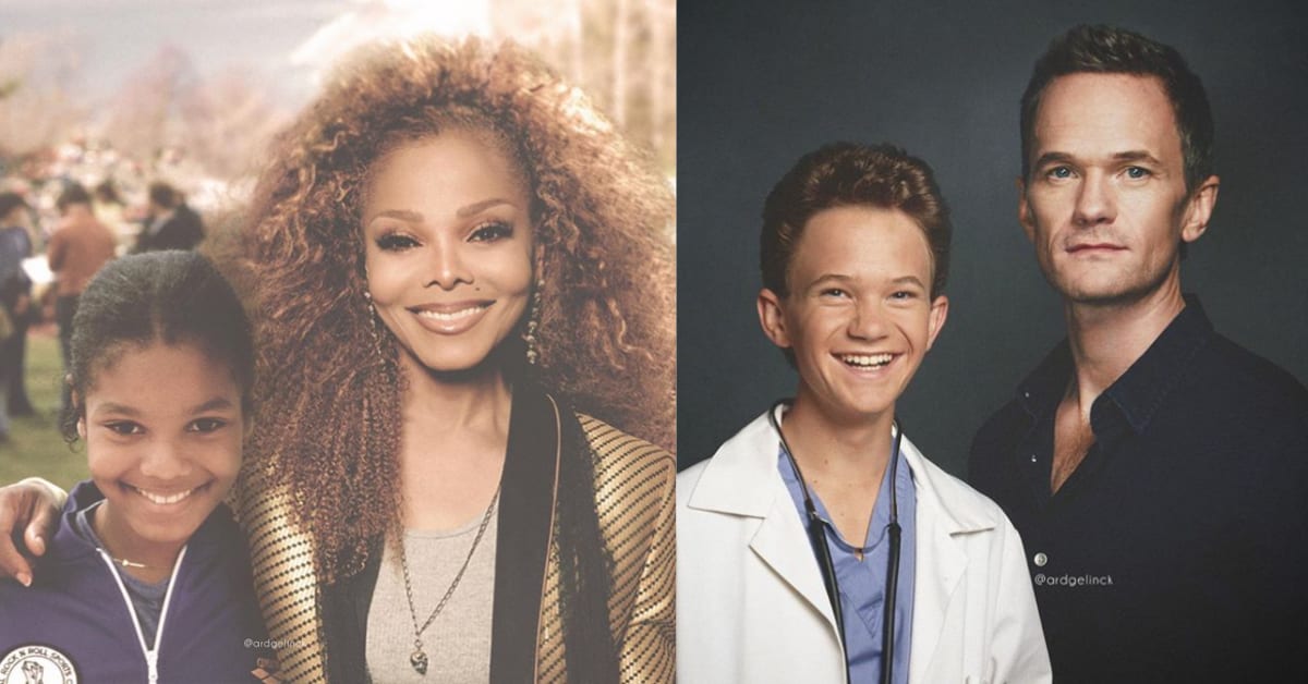 10 Celebrities "Pose" With Their Younger Selves